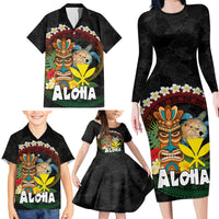 Aloha Hawaii Family Matching Long Sleeve Bodycon Dress and Hawaiian Shirt Kanaka Maoli with Polynesian Spiral Plumeria LT03 - Polynesian Pride