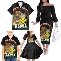Aloha Hawaii Family Matching Off The Shoulder Long Sleeve Dress and Hawaiian Shirt Kanaka Maoli with Polynesian Spiral Plumeria LT03 - Polynesian Pride