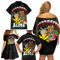 Aloha Hawaii Family Matching Off Shoulder Short Dress and Hawaiian Shirt Kanaka Maoli with Polynesian Spiral Plumeria LT03 - Polynesian Pride