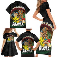 Aloha Hawaii Family Matching Short Sleeve Bodycon Dress and Hawaiian Shirt Kanaka Maoli with Polynesian Spiral Plumeria LT03 - Polynesian Pride