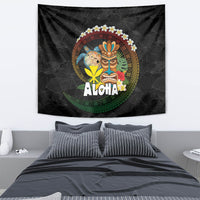 Aloha Hawaii Tapestry Kanaka Maoli with Polynesian Spiral Plumeria