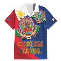 Philippines MassKara Family Matching Mermaid Dress and Hawaiian Shirt Filipino Carnival Mask and Polynesian Pattern LT03 Dad's Shirt - Short Sleeve Blue - Polynesian Pride