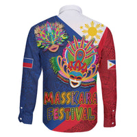 Philippines MassKara Family Matching Off The Shoulder Long Sleeve Dress and Hawaiian Shirt Filipino Carnival Mask and Polynesian Pattern LT03 - Polynesian Pride
