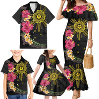 Hawaii and Philippines Together Family Matching Mermaid Dress and Hawaiian Shirt Hibiscus Flower and Sun Badge Polynesian Pattern Coloful LT03 - Polynesian Pride