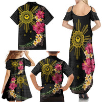 Hawaii and Philippines Together Family Matching Summer Maxi Dress and Hawaiian Shirt Hibiscus Flower and Sun Badge Polynesian Pattern Coloful LT03 - Polynesian Pride