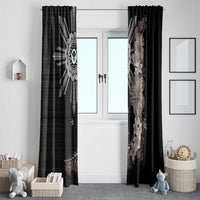 Hawaii and Philippines Together Window Curtain Hibiscus Flower and Sun Badge Polynesian Pattern Grayscale LT03 - Polynesian Pride