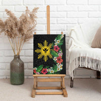 Tropical Hawaii and Philippines Canvas Wall Art Kanaka Maoli and Sun Badge Batok Tattoo Colorful