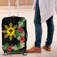 Tropical Hawaii and Philippines Luggage Cover Kanaka Maoli and Sun Badge Batok Tattoo Colorful LT03 Black - Polynesian Pride