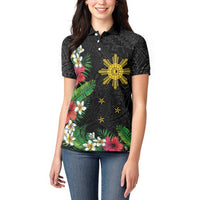 Tropical Hawaii and Philippines Women Polo Shirt Kanaka Maoli and Sun Badge Batok Tattoo Colorful LT03 - Polynesian Pride
