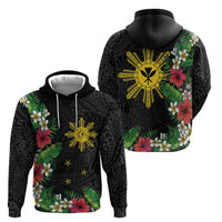 Tropical Hawaii and Philippines Zip Hoodie Kanaka Maoli and Sun Badge Batok Tattoo Colorful LT03 - Polynesian Pride