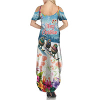 New Zealand Merry Christmas Summer Maxi Dress Kiwi Birds Snow Boarding-Vibrant Tropical Flower LT03 - Polynesian Pride