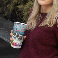 New Zealand Merry Christmas Tumbler Cup Kiwi Birds Snow Boarding-Vibrant Tropical Flower LT03 - Polynesian Pride