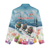 New Zealand Merry Christmas Women Casual Shirt Kiwi Birds Snow Boarding-Vibrant Tropical Flower LT03 - Polynesian Pride