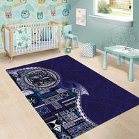Samoan Siapo Art Tattoo Polynesian Pattern Area Rug Navy Color - Polynesian Pride