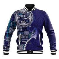 Samoan Siapo Art Tattoo Polynesian Pattern Baseball Jacket Navy Color - Polynesian Pride