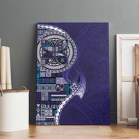 Samoan Siapo Art Tattoo Polynesian Pattern Canvas Wall Art Navy Color - Polynesian Pride