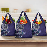 Samoan Siapo Art Tattoo Polynesian Pattern Grocery Bag Navy Color - Polynesian Pride