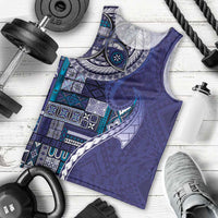 Samoan Siapo Art Tattoo Polynesian Pattern Men Tank Top Navy Color - Polynesian Pride