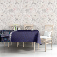 Samoan Siapo Art Tattoo Polynesian Pattern Tablecloth Navy Color - Polynesian Pride