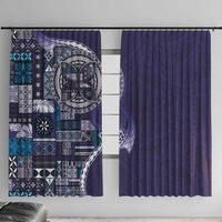 Samoan Siapo Art Tattoo Polynesian Pattern Window Curtain Navy Color - Polynesian Pride