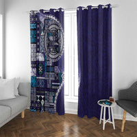 Samoan Siapo Art Tattoo Polynesian Pattern Window Curtain Navy Color - Polynesian Pride
