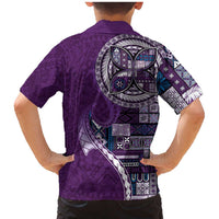 Samoan Siapo Art Tattoo Polynesian Pattern Family Matching Mermaid Dress and Hawaiian Shirt Purple Color LT03 - Polynesian Pride