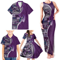 Samoan Siapo Art Tattoo Polynesian Pattern Family Matching Tank Maxi Dress and Hawaiian Shirt Purple Color LT03 - Polynesian Pride