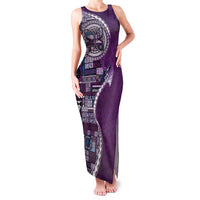 Samoan Siapo Art Tattoo Polynesian Pattern Family Matching Tank Maxi Dress and Hawaiian Shirt Purple Color LT03 Mom's Dress Purple - Polynesian Pride