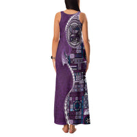 Samoan Siapo Art Tattoo Polynesian Pattern Family Matching Tank Maxi Dress and Hawaiian Shirt Purple Color LT03 - Polynesian Pride