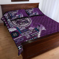 Samoan Siapo Art Tattoo Polynesian Pattern Quilt Bed Set Purple Color - Polynesian Pride