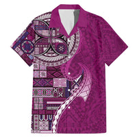 Samoan Siapo Art Tattoo Polynesian Pattern Family Matching Mermaid Dress and Hawaiian Shirt Pink Color LT03 Dad's Shirt - Short Sleeve Pink - Polynesian Pride
