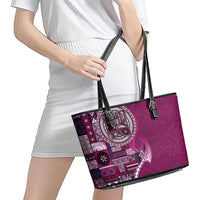 Samoan Siapo Art Tattoo Polynesian Pattern Leather Tote Bag Pink Color LT03 - Polynesian Pride