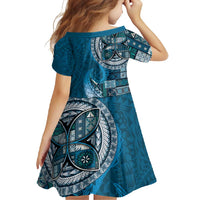 Samoan Siapo Art Tattoo Polynesian Pattern Family Matching Tank Maxi Dress and Hawaiian Shirt Teal Color LT03 - Polynesian Pride