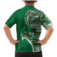 Samoan Siapo Art Tattoo Polynesian Pattern Family Matching Mermaid Dress and Hawaiian Shirt Green Color LT03 - Polynesian Pride