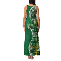 Samoan Siapo Art Tattoo Polynesian Pattern Family Matching Tank Maxi Dress and Hawaiian Shirt Green Color LT03 - Polynesian Pride