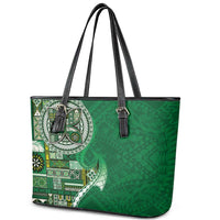 Samoan Siapo Art Tattoo Polynesian Pattern Leather Tote Bag Green Color LT03 - Polynesian Pride
