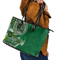 Samoan Siapo Art Tattoo Polynesian Pattern Leather Tote Bag Green Color LT03 - Polynesian Pride