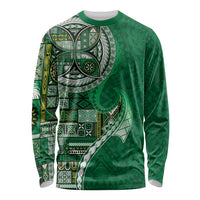 Samoan Siapo Art Tattoo Polynesian Pattern Long Sleeve Shirt Green Color - Polynesian Pride