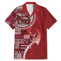 Samoan Siapo Art Tattoo Polynesian Pattern Family Matching Mermaid Dress and Hawaiian Shirt Red Color LT03 Dad's Shirt - Short Sleeve Red - Polynesian Pride