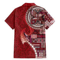 Samoan Siapo Art Tattoo Polynesian Pattern Family Matching Mermaid Dress and Hawaiian Shirt Red Color LT03 - Polynesian Pride
