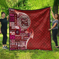 Samoan Siapo Art Tattoo Polynesian Pattern Quilt Red Color - Polynesian Pride