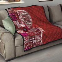 Samoan Siapo Art Tattoo Polynesian Pattern Quilt Red Color - Polynesian Pride