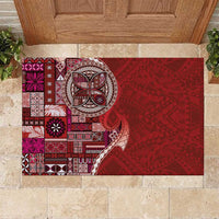 Samoan Siapo Art Tattoo Polynesian Pattern Rubber Doormat Red Color - Polynesian Pride
