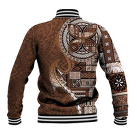 Samoan Siapo Art Tattoo Polynesian Pattern Baseball Jacket Brown Color - Polynesian Pride
