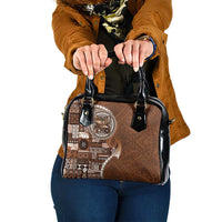 Samoan Siapo Art Tattoo Polynesian Pattern Shoulder Handbag Brown Color - Polynesian Pride