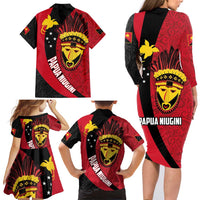 Papua New Guinea Mask Festival Family Matching Long Sleeve Bodycon Dress and Hawaiian Shirt Papua Niugini Tribe Mask Melanesian Pattern LT03 - Polynesian Pride