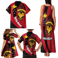 Papua New Guinea Mask Festival Family Matching Tank Maxi Dress and Hawaiian Shirt Papua Niugini Tribe Mask Melanesian Pattern