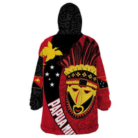 Papua New Guinea Mask Festival Wearable Blanket Hoodie Papua Niugini Tribe Mask Melanesian Pattern LT03 - Polynesian Pride