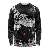 New Zealand Kea Bird Long Sleeve Shirt Maori Tattoo and Silver Fern Black Color LT03 Unisex Black - Polynesian Pride
