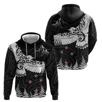 New Zealand Kea Bird Zip Hoodie Maori Tattoo and Silver Fern Black Color LT03 - Polynesian Pride